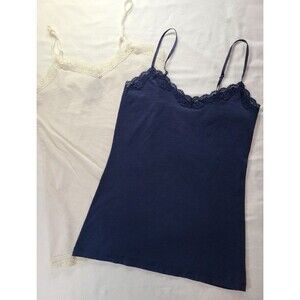 2-Pack Lace Trim Camisoles Rue21 Cream L & Old Navy Blue XS Spaghetti Strap